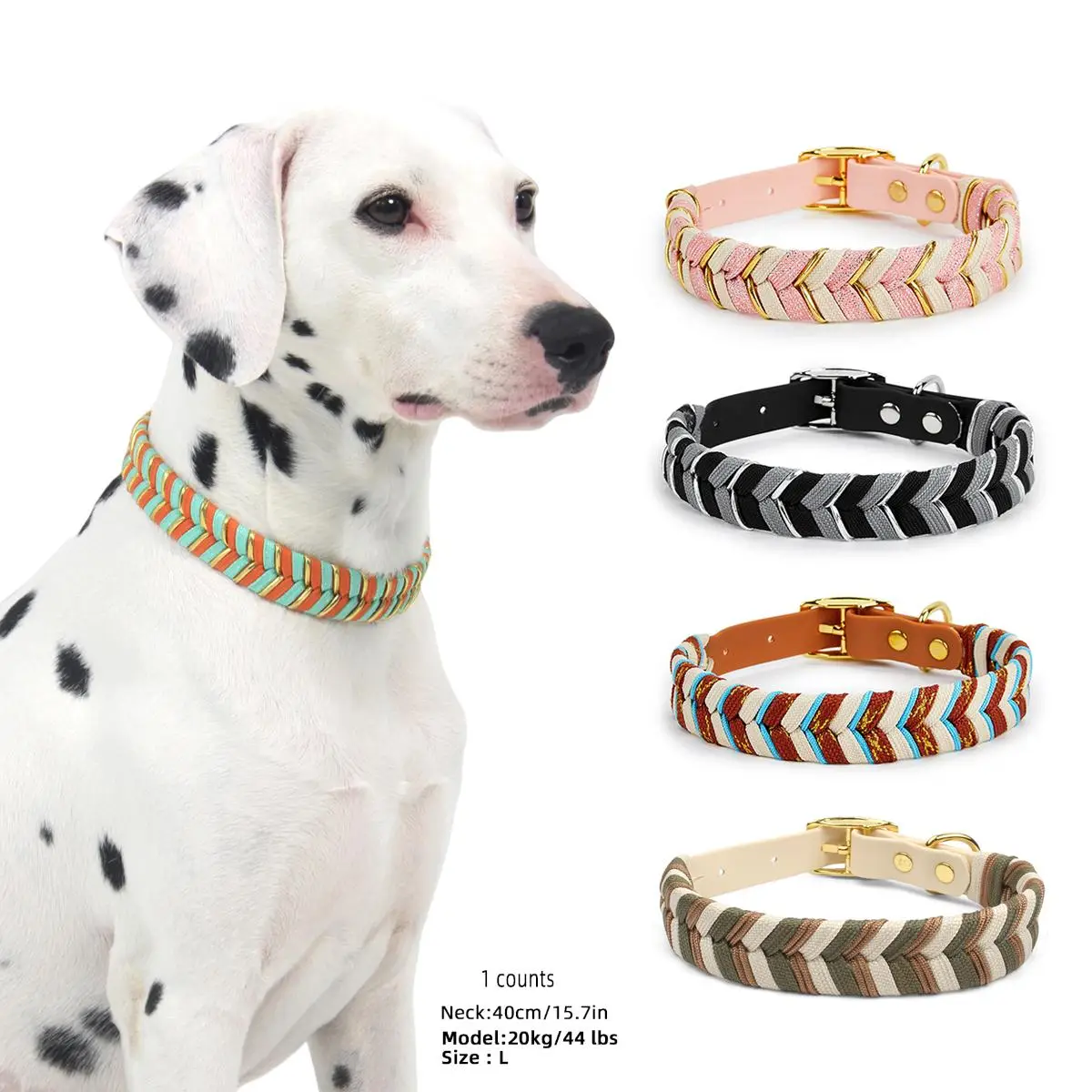 Adjustable Pet Collar, 1 Count Handmade Braid Design Pet Collar with Metal Buckle, Pet Supplies for Small Medium Large Dogs