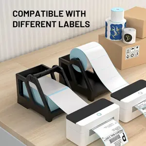8-Inch Heavy-Duty Black Plastic Thermal Label Stand for rolls & fanfold labels - Tool-Free Setup, Compatible with Thermal Printers, for home/Office Use, for label Sizes, Printer Accessory (No Tools Installation)