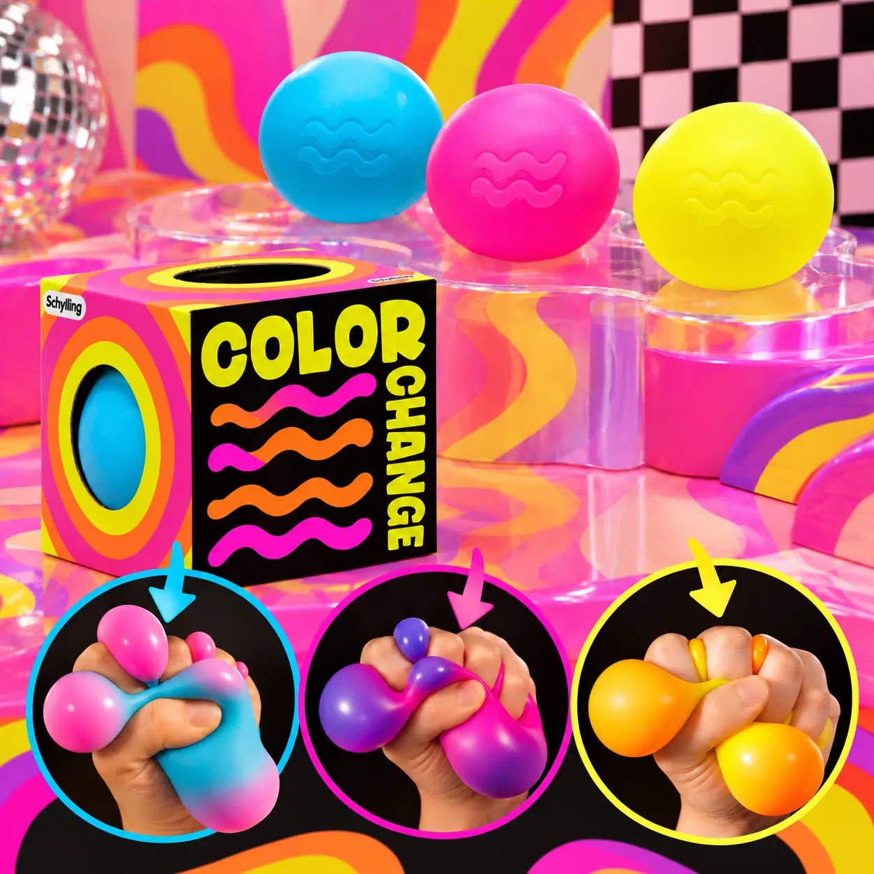 Squishy Color Change Stress Relief Ball Toy - Squishies Toys for 3+ Years, Fidgets for Anxiety, Kids Squishy with Engaging Sensory Experience