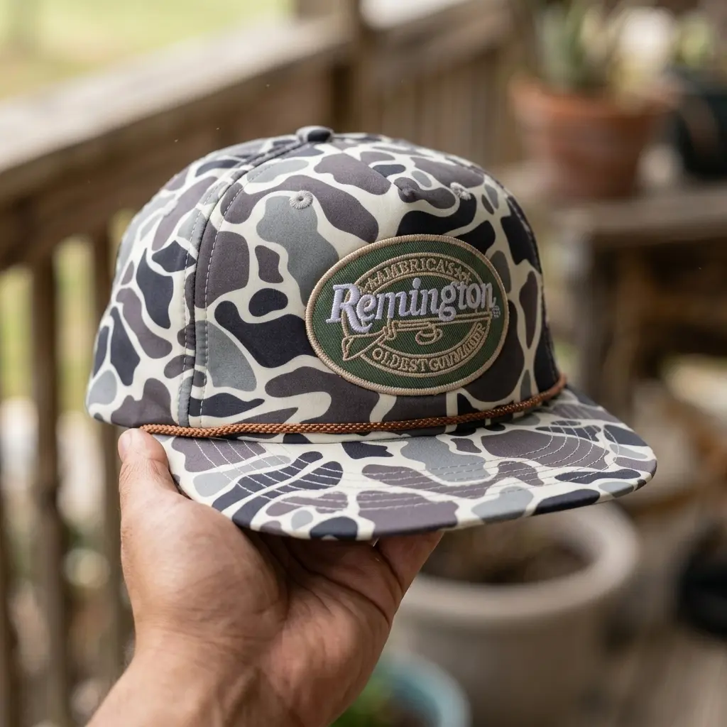 Remington Camo Trucker Hat Hunting Fishing Outdoor Snapback Cap Vintage Style