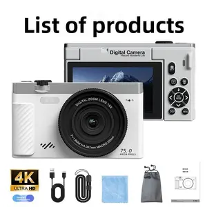 Flip-screen Mirrorless Digital Camera for Students Portable Home-use High-definition Retro Camera with WiFi Connectivity 4K Ultra HD 75.0 Mega Pixels