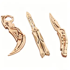 3PCS 3D Wooden Assembled Model Knife Three-dimensional Puzzle