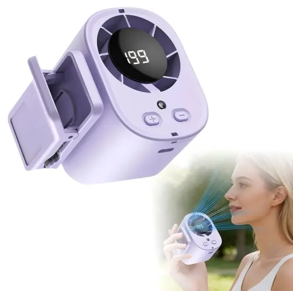 Clip On Mini Cooling Fan, 360° Rotatable Portable Clip Fan with LED Digital Display, Adjustable Wind Speeds, USB Rechargeable Built-in Battery Small Personal Fan for Car Backseat, Stroller, Office, Camping, Van, Truck, SUV RV, Multiple Scene Use