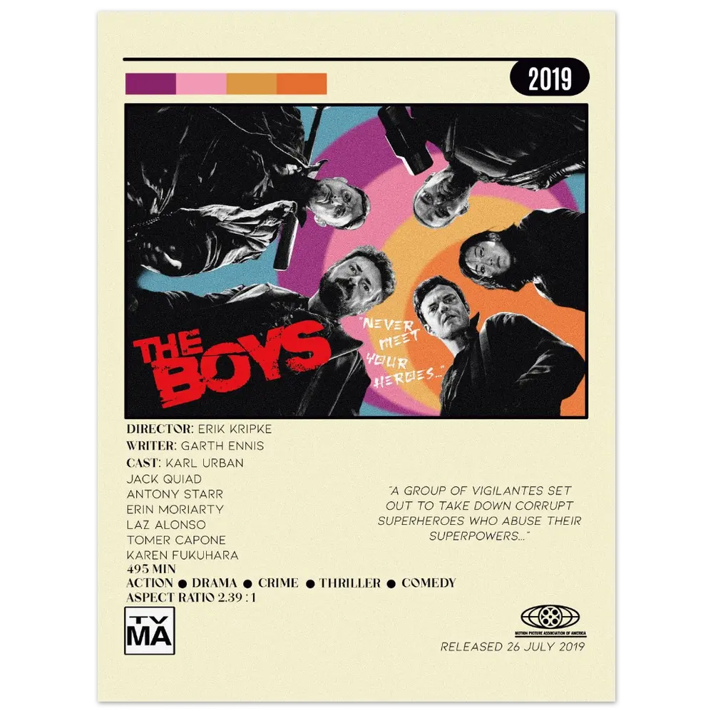 The Boys: Season 1 Classic Semi-Glossy Paper Poster - Colorful Artistic Wall Decoration for Room Ornaments - 2019 TV Show Print - FSC Certified Sustainable Paper - 170 gsm Semi-Glossy Finish