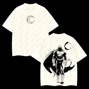 Superstyle Moon Knight Marc Spector "Midnight Guardian" MCU Edition Double Printed Oversize Lightweight Acid Washed Tee TV Series Graphic Design Top Cotton Streetwear Comic Superheroes T-Shirt Clothes Menswear Womenswear
