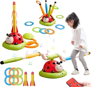 4-in-1 Remote Control ladybug Toy Set - Musical Bouncing Game, Toss Toy, Baseball, and Stomping Launcher, for Thanksgiving Family Fun, Play Indoors and Outdoors for Ages 3 and Up