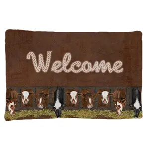 212 MAIN Cow Print Animal Print Rug - Breathable, Moisture-Wicking Welcome Mat, Standard-Size Household Textile Carpet, Cow Print Rug