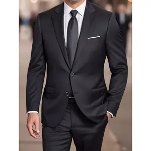 2pcs Men's Set Jacket Suit and Trousers Elegant Business Casual Banquet Party Formal Long Sleeve Workwear Clothes