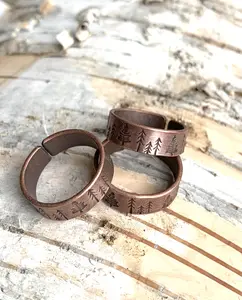 Copper Evergreen Tree Ring - Handcrafted Nature-Inspired Unisex Band