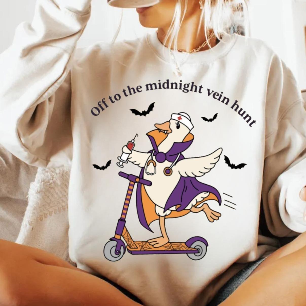 Spooky Goose Nurse Sweatshirt Or T-Shirt, Halloween NICU RN Shirt, Fall Nurse Shirt, Registered Nurse Shirt, Halloween Gifts For Nurse, For Her Him