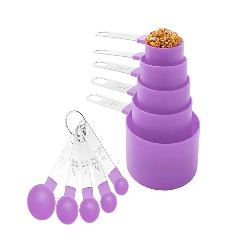 Valentine's Day Measuring Cup & Spoon Set with Stainless Steel Handle, 10pcs Kitchen Measuring Tool for Dry & Liquid Ingredients, Valentine's Day Gift