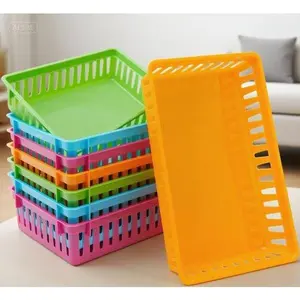 Colorful Plastic Storage Bins 8 Pack for Classroom Organization - Small Baskets for Shelves, Arts, Crafts, Desks and Toys - 10.3x6.5x2.3 Inch Multipurpose Containers - Durable Stackable Bins in 4 Vibrant Colors Boxes Organiser mini basket sugar  jar bee c