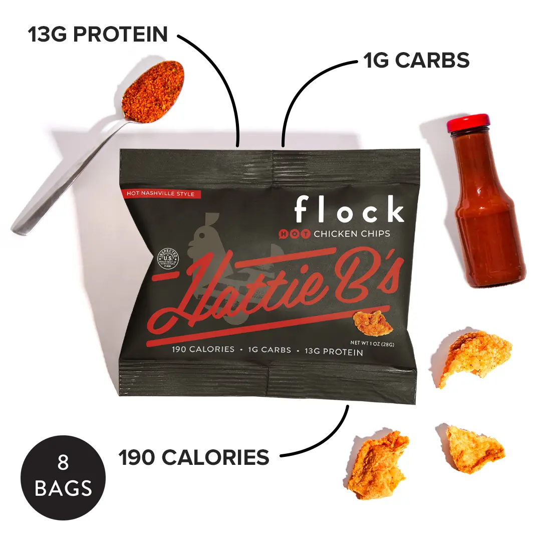 Hattie B's Hot Nashville Chicken Skin Chips 8 Pack Snack Crispy Hattie B's Hot Nashville Chicken Skin Chips 8 Pack Snack Crispy