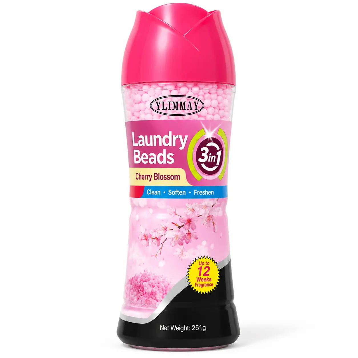 3-in-1 Laundry Beads, Cherry Blossom Laundry Detergent Beads for Deep Cleaning, Fabric Softening & Long-Lasting Freshness, 251g