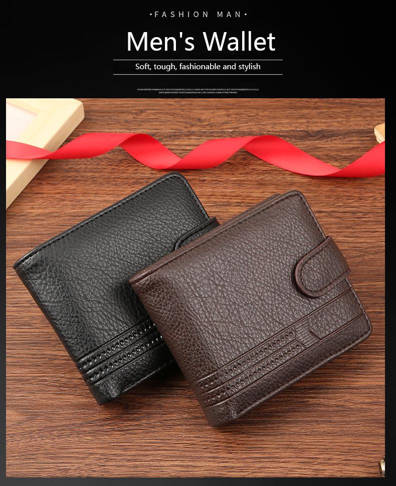 Men's Short Bifold PU Leather Wallet with ID and Credit Card Holder
