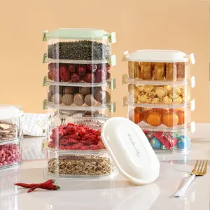 2pcs Floors Storage Container, Multi-layer Stackable Food Storage Box with Cover, Clear Plastic Containers, Space-saving Food Preservation Sealed Box, for Spice, Fruit, Onion,Kitchen Organizers and Storage