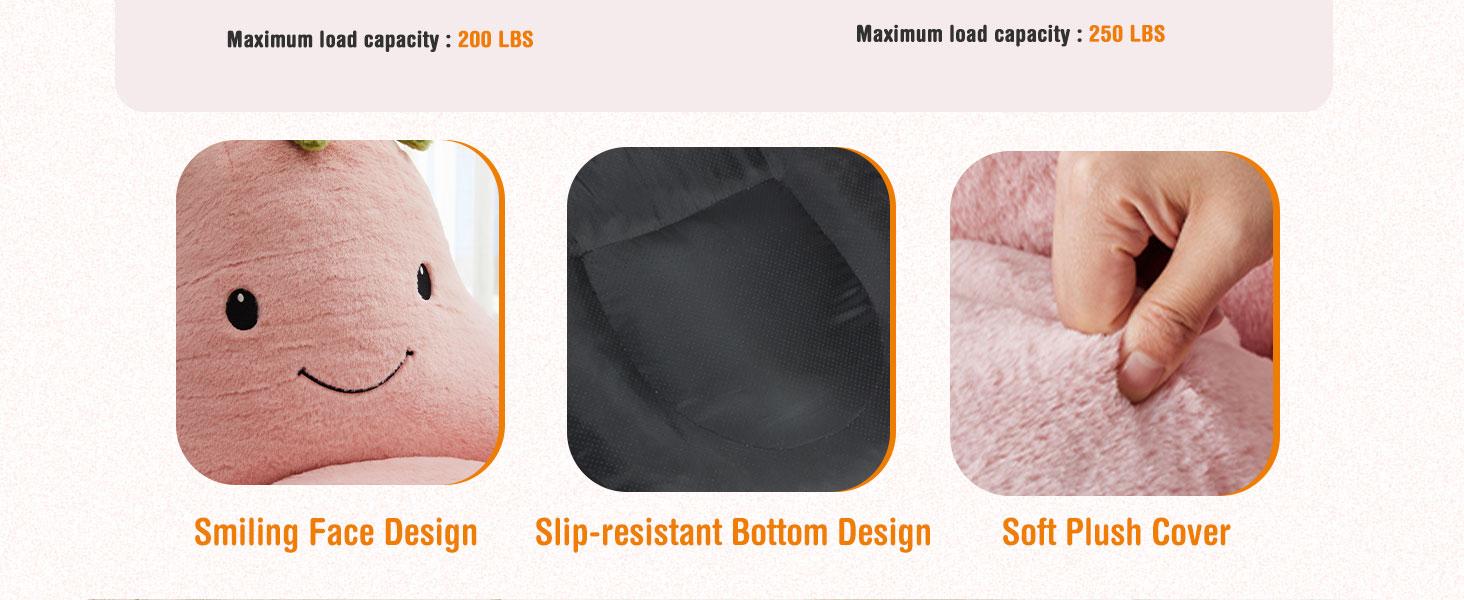 【New】Modern Beanbag Chair, 24-31 Inch Padded Toddler Sofa with High Rebound Memory Foam, Beige-Purple Eggplant Design, Ideal for Reading, Gaming