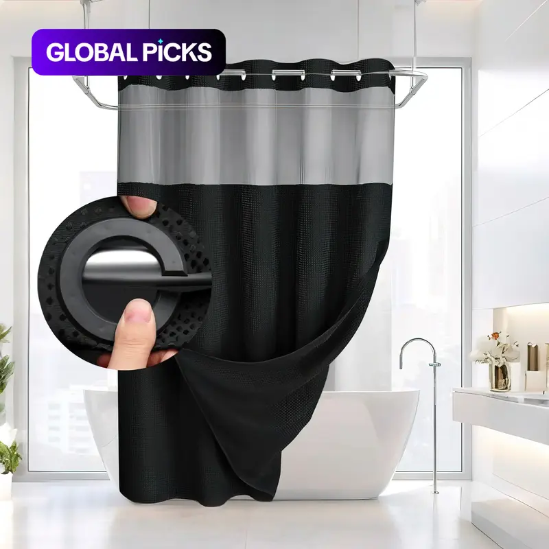 【Black Friday】Waterproof Fabric Shower Curtain with Modern Minimalist Design, Decorative Bathroom Curtain for Home, Hotel, and Dorm Decor #GLOBAL PICKS