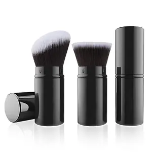 2 Pack Retractable Makeup Brush, Travel Kabuki Foundation Brush, Portable Powder Face Blush Sunscreen Brush with Cover for Blush, Bronzer, Buffing, Flawless Powder Cosmetics