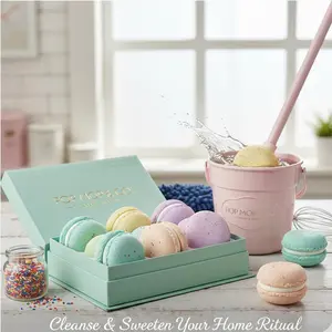 [Pop Mop] Macaron Floor Cleaner Mop Bombs - Multi-Surface Cleaning Solution Pods - Concentrated Aesthetic Floor Wash for Wood, Tile & Marble