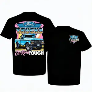 Ford Trucks Off-Road Tough T-Shirt, Vintage Blue F-Series Truck Graphic Tee for Men, Classic Car Lover Apparel, Retro 4x4 Offroad Design Top, Gift for Truck Enthusiasts，Unisex Graphic Streetwear T-Shirt，Casual Summer Classic Basic Cotton Tee Shirts
