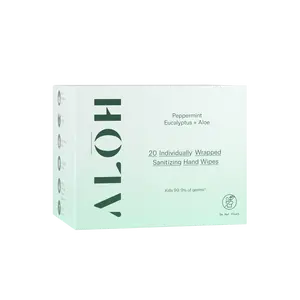 ALOH Peppermint Eucalyptus and Aloe Skin Softening Hand Sanitizing Wipes, Moisturizing, Antibacterial, Travel Friendly, Biodegradable, Cruelty Free Essential Oils Natural