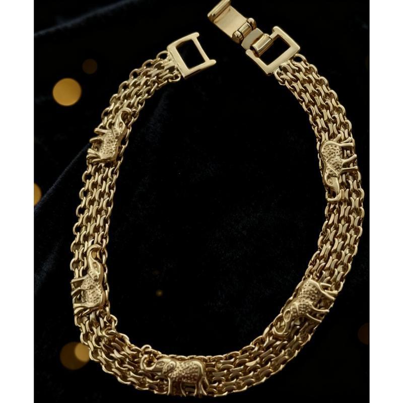 Lucky Elephant Bracelet Women Adjustable Gold Plated Jewelry Gift for Friend