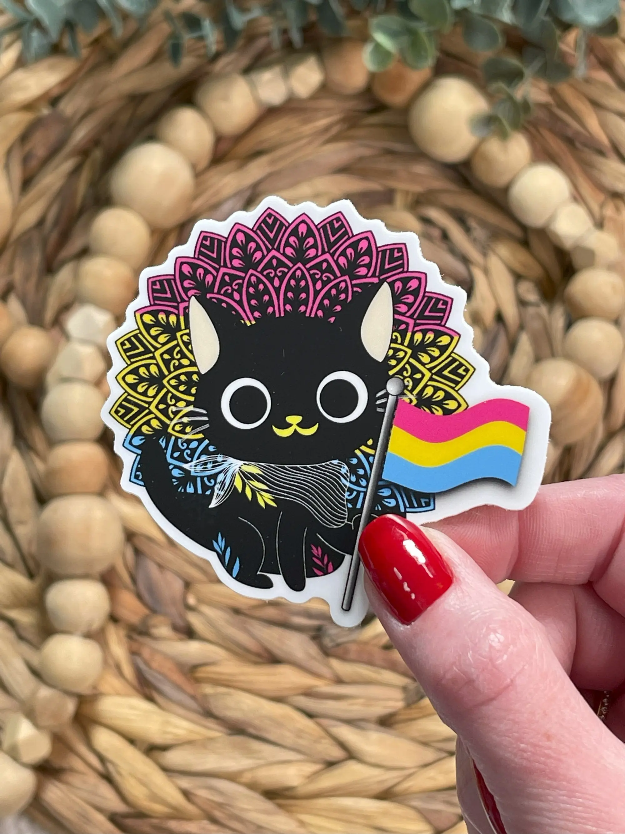 Pansexual Cat Sticker, Pansexual Pride Kitty, Pansexual Babe Sticker, Pans LGBTQ Vinyl Sticker, Pride Calico Cat Flag Stickers, Pans Decal