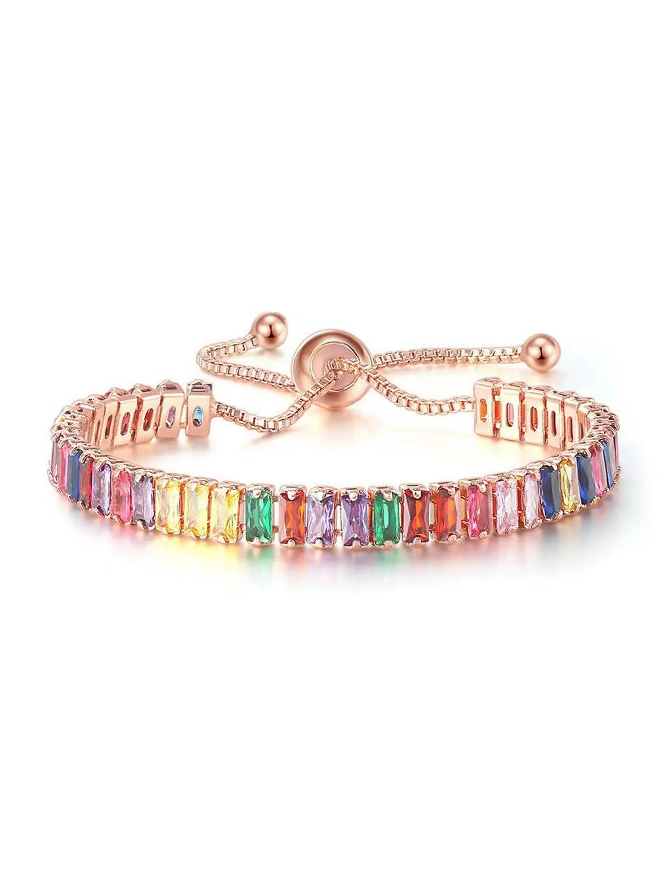 Colorful Artificial Zircon Decorated Bracelet, Fashion Jewelry for Party, Daily Clothing Decor, Trendy All-match & Exquisite Jewelry for Birthday Gift, Cubic Zirconia Bracelet, Beautiful Bracelets