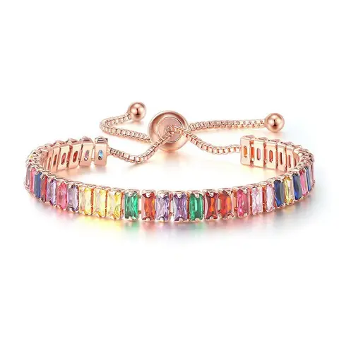 Colorful Artificial Zircon Decorated Bracelet, Fashion Jewelry for Party, Daily Clothing Decor, Trendy All-match & Exquisite Jewelry for Birthday Gift, Cubic Zirconia Bracelet, Beautiful Bracelets
