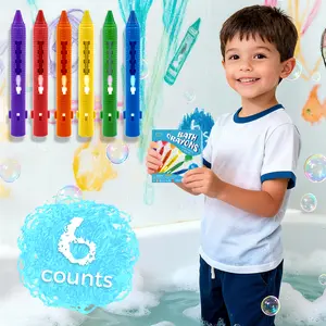 6-Pack Bath Crayons Set, Washable & Easy-Clean Bathtub Crayons, Colorful Bathtub Markers, Fun Shower Crayons for Kids