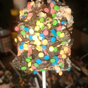 Chocolate Covered Chunky Monkey Rice Krispie Treats with Colorful Sprinkles and Crunchy Texture