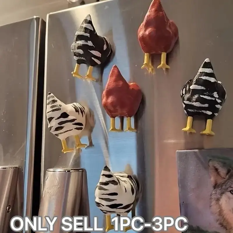 Cartoon Chicken Design Fridge Magnet, 3 Counts/set Cute Refrigerator Decorating Magnets, Personalized Refrigerator Magnet for Kitchen or Office Whiteboard