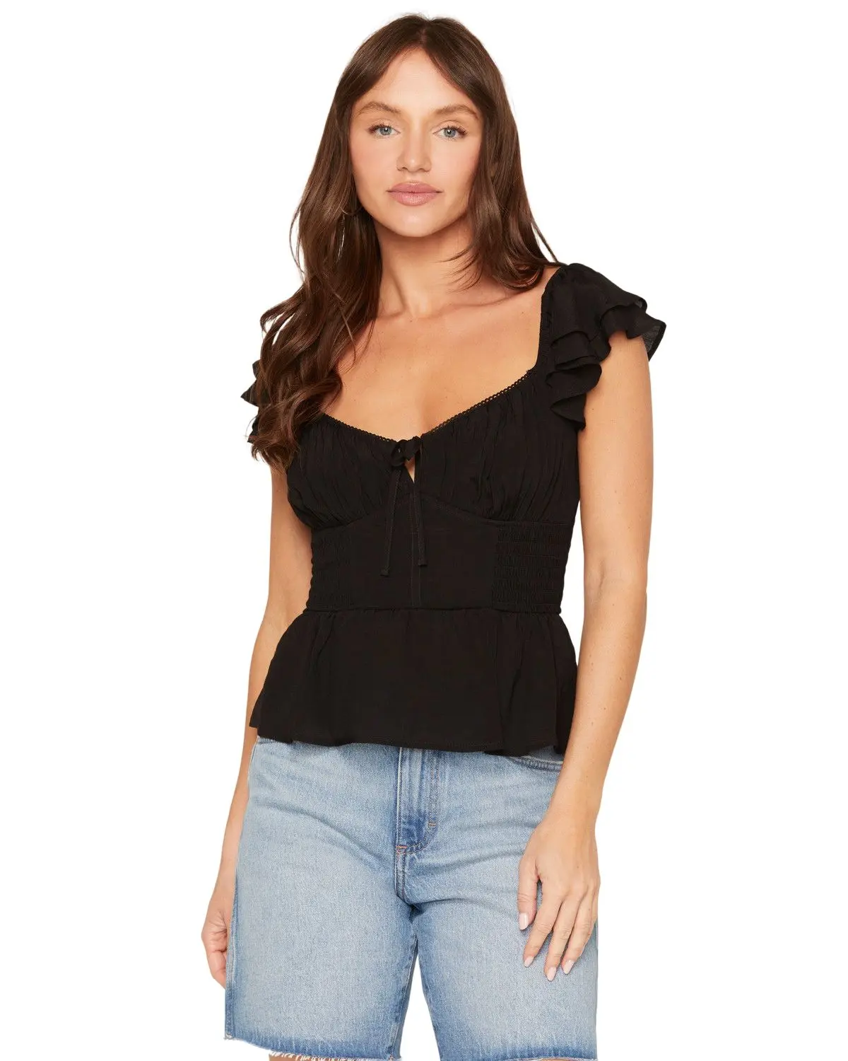 Ash Women's And Violet Women'S Flutter Sleeve Corset Top - 12Cq2020fi-Blk