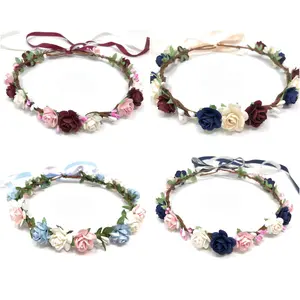 Burgundy Wedding Flower Crown Style 4 Burgundy Blue Navy Pink Theme