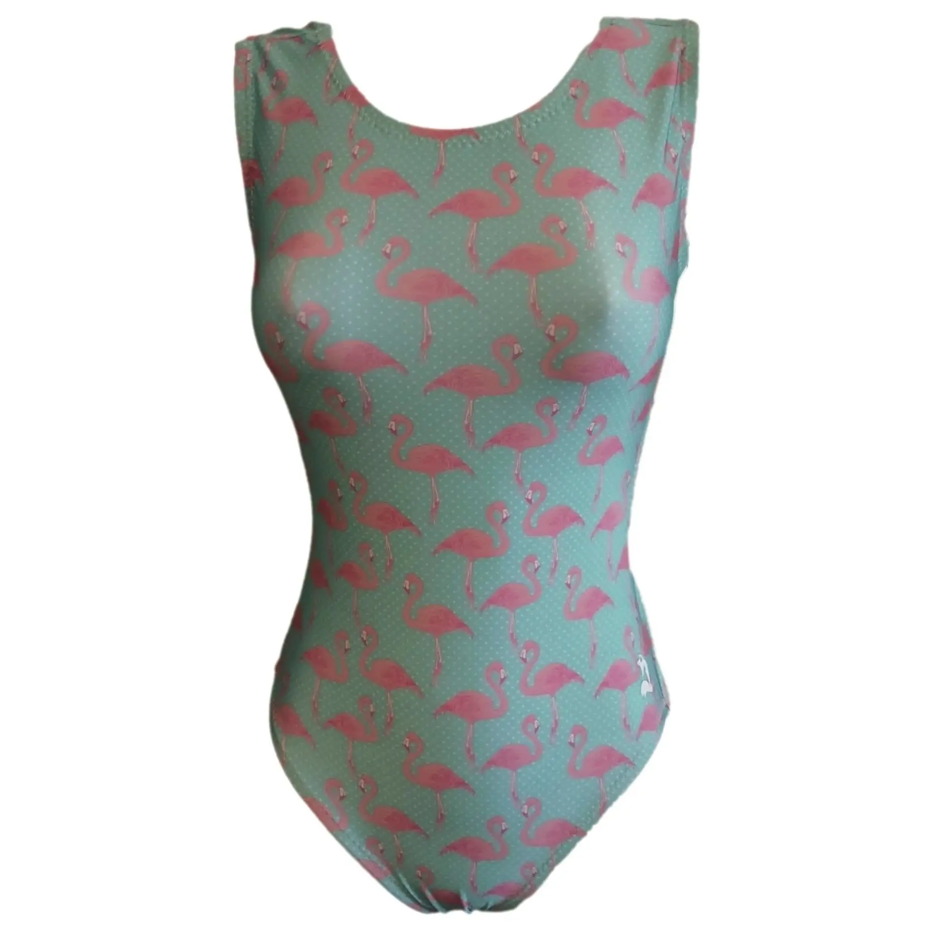 Fantastic Flamingos Gymnastics Leotard - Teal & Pink, Made in USA!