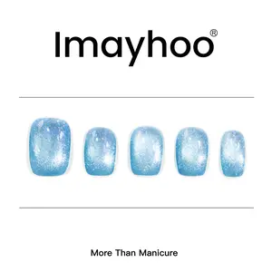 Imayhoo Handmade  Acrylic,Press on nails Short square Cat's eye Starry sky Ombre Glisten(10pcs)OMDXX091  -Nail Art,Nail Care short  fake