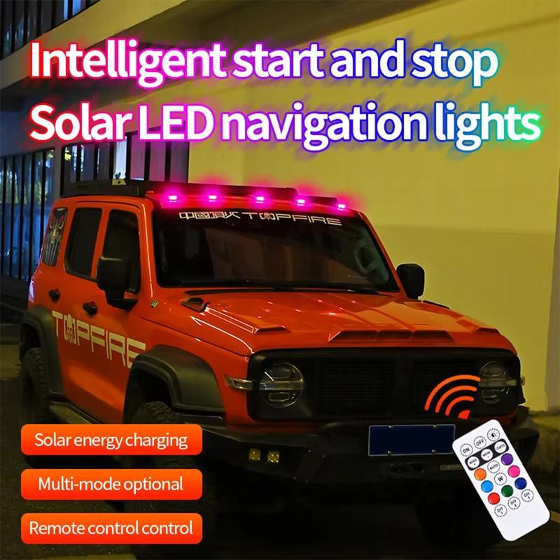 Solar Car Roof RGB Strobe Light With Remote Control Cab Signal Lamp Wireless No Punch LED Truck Pickup Warning Lights for Camping Enhanced Night Visibility & Interior Lighting Solar Car Roof RGB Strobe Light With Remote Control Cab Signal Lamp Wireless No Punch LED Truck Pickup Warning Lights for Camping Enhanced Night Visibility & Interior Lighting