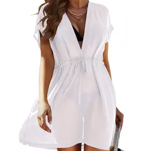 Avidlove Swimsuit Cover Ups for Women Beach Chiffon Swimwear Coverup Sheer Elegant V-Neck Beachwear