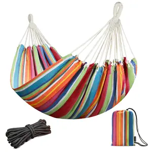 Brazilian Double Hammock with Hanging Ropes Extra Large 86.6x59” Portable Hammock for Outdoor/Indoor Camping Equipment Travel Accessory