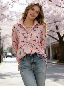 Womens Colorful Striped Blouse V Neck Button Up Long Sleeve Spring Top Dressy Casual Easter Outfit Mothers Day Brunch Date Night Work Office Top