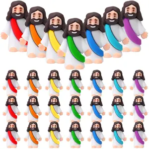 25 Pcs Mini Jesus Figures Original Design Little Jesus Figurines Cute Jesus Ornament to Hide and Seek Religious Party Favors Sunday School Baptism Gifts for Easter Egg Stuffers Easter Egg Hunt Easter Home Decor