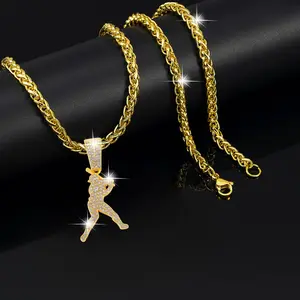 Hip Hop Sports Style Baseball Boy Pendant with Dragon Bone Necklace - Unisex Rapper Necklace for Party Festivals, Holiday Gifts