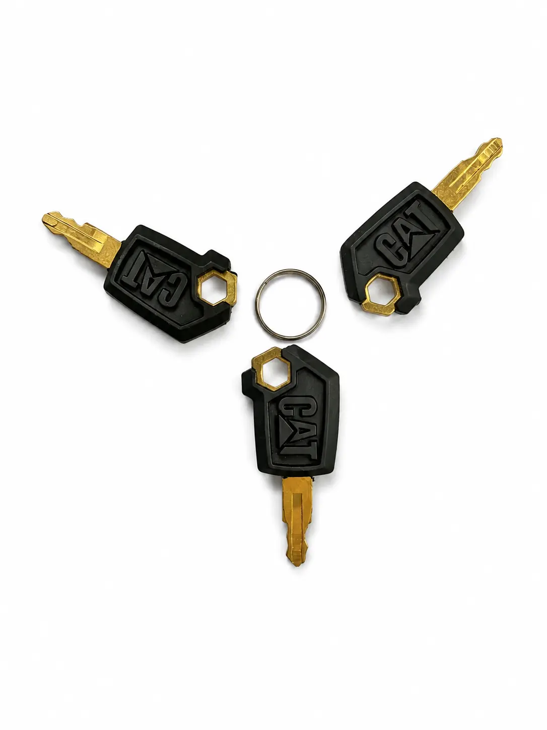 3 Pack Excavator Ignition Replacement Keys With Key Ring, Universal Spare Start Key For CAT Loader Dozer Skid Steer