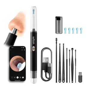 Smart Ear Wax Removal - Earwax Remover Tool with 8 Pcs Ear Set - Ear Canal Cleaner with 1080P Camera - Ear Cleaning Kit with 6 Ear Spoon - Ear Camera for iOS & Android (Black)