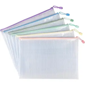6 Pack Mesh Zipper Pouch Bags Waterproof Durable Pouches for Organization Board Game Storage Document Bag Fits Letter/A4