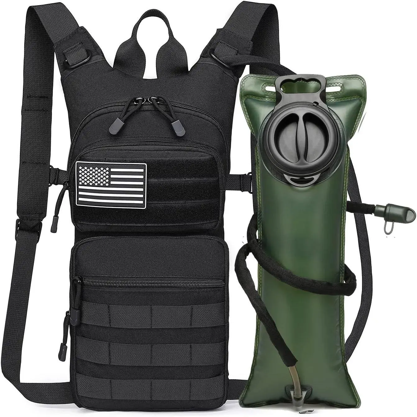 Insulated Tactical Molle Hydration Backpack with 3L (100oz) TPU Bladder, Water Hydration Pack for Hiking, Cycling, 3L Tpu Bladder, Cycling Friendly, Molle System