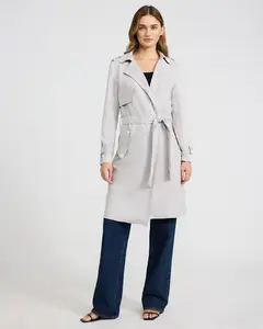 Express Faux Suede Wrap Midi Trench Coat