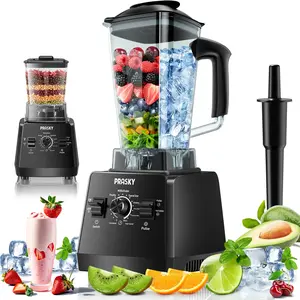 Prasky Professional Blender 68oz, 2 Containers, Ice Crushing, Smoothies, Juices, Nut Butters, 2400W High Power, Automatic Cleaning, BPA-Free
