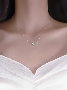 Silver Tulip Collar Necklace – Stainless Steel Floral Gemstone Jewelry for Women